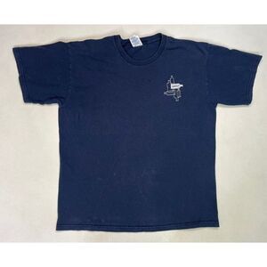 VINTAGE Absolut Vodka Embroidered Logo T-shirt Men Large Blue Promo Short Sleeve